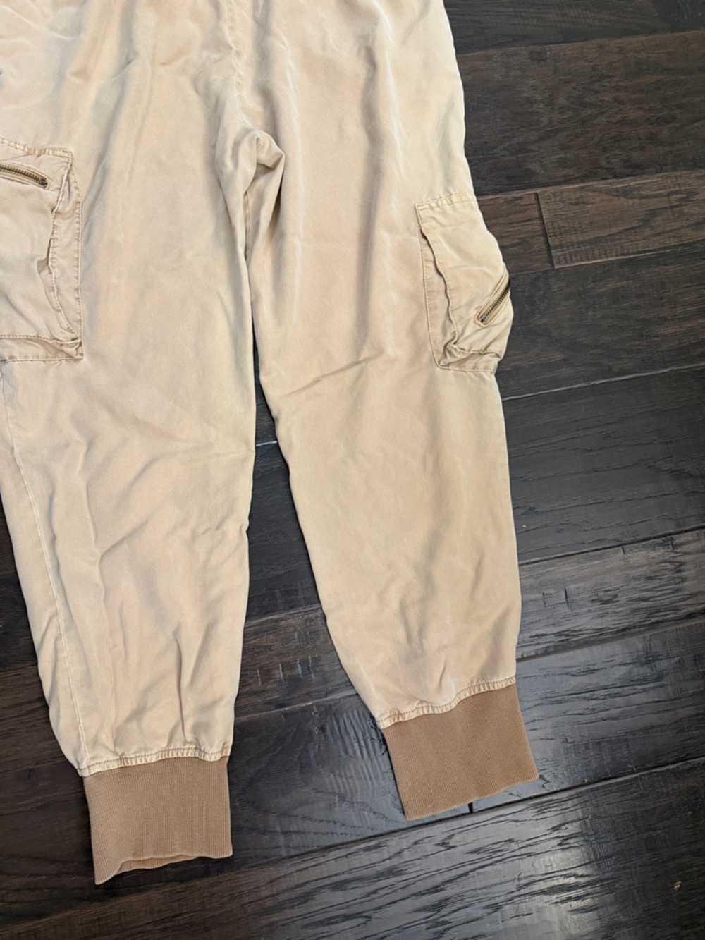 Women's Tan Cargo Jogger Pants - Cropped Ankle Style - Picture 8 of 8